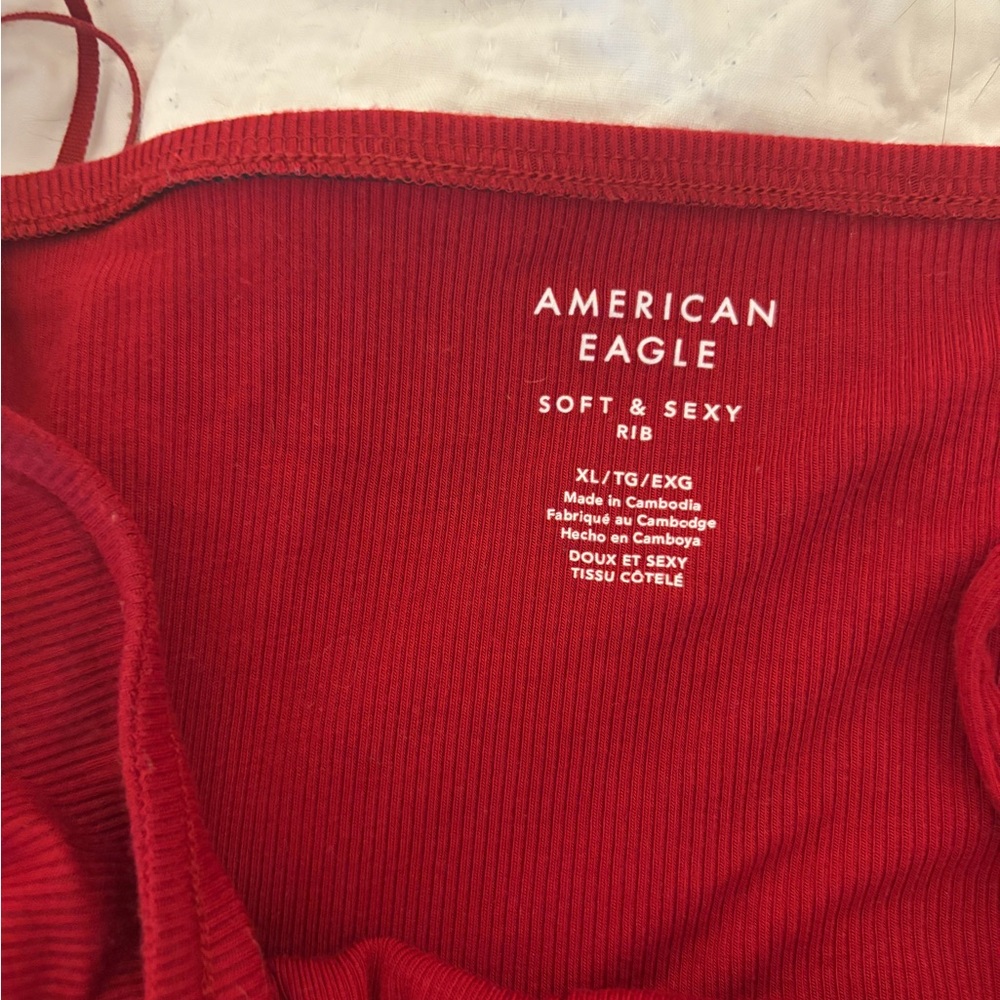 American Eagle Red Ribbed Top